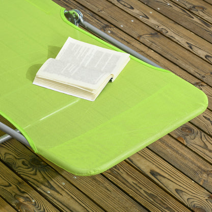 Outsunny Set of Two Steel Frame Sun Loungers, with Reclining Backs - Green