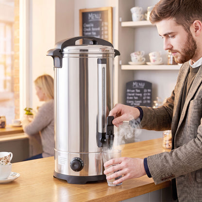 HOMCOM 24L Catering Urn, 2500W Stainless Steel Hot Water Boiler Dispenser with Thermostat, Keep Warm Function and Easy Pour Tap