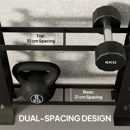 SPORTNOW 4-Tier Dumbbell Rack, Heavy-Duty Weight Rack for Dumbbells, Kettlebells and Multiple Balls, 200 KG Capacity, Black