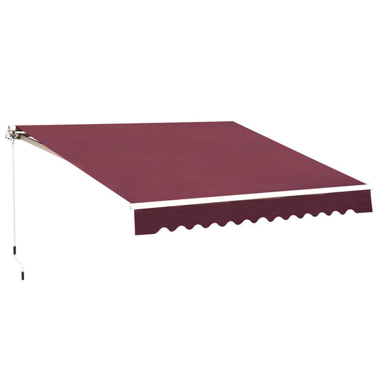 Outsunny 3 x 2.5m Manual Retractable Awning for Patio 45-75° Sun Canopy with Waterproof Fabric - Wine Red
