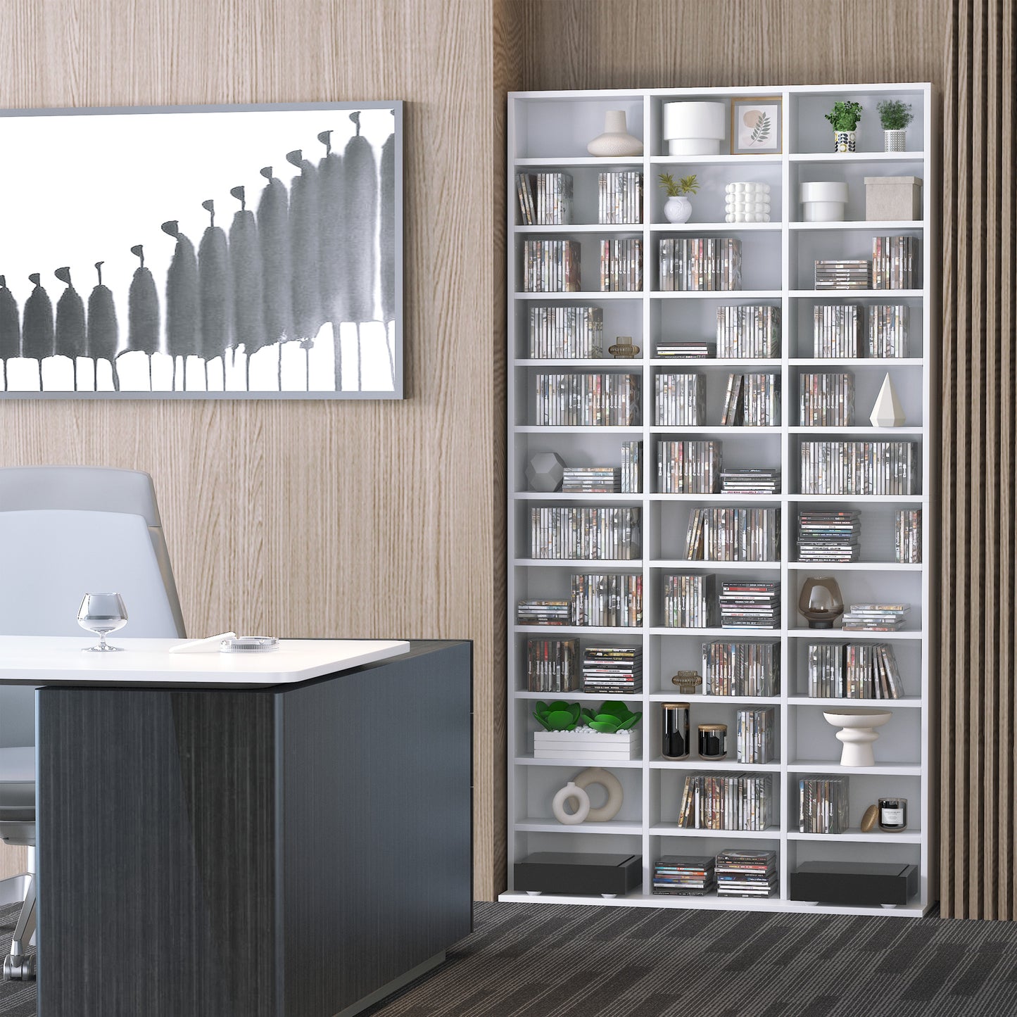 HOMCOM 33 Adjustable Compartment Storage Unit - White