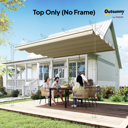 Outsunny Retractable Pergola Cover, 3.5 x 2.6 m Replacement Canopy Fabric for 4 x 3 m Frame, Roof Top Only, Beige