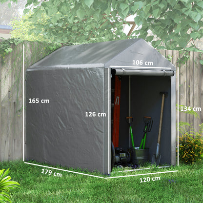Outsunny 179 x 120cm Temporary Garden Shed, with Accessories - Light Grey