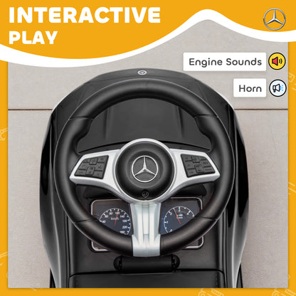 AIYAPLAY Official Mercedes-Benz Ride On Car, Foot to Floor Sliding Walker with Horn, Engine Sounds and Under-Seat Storage, Black
