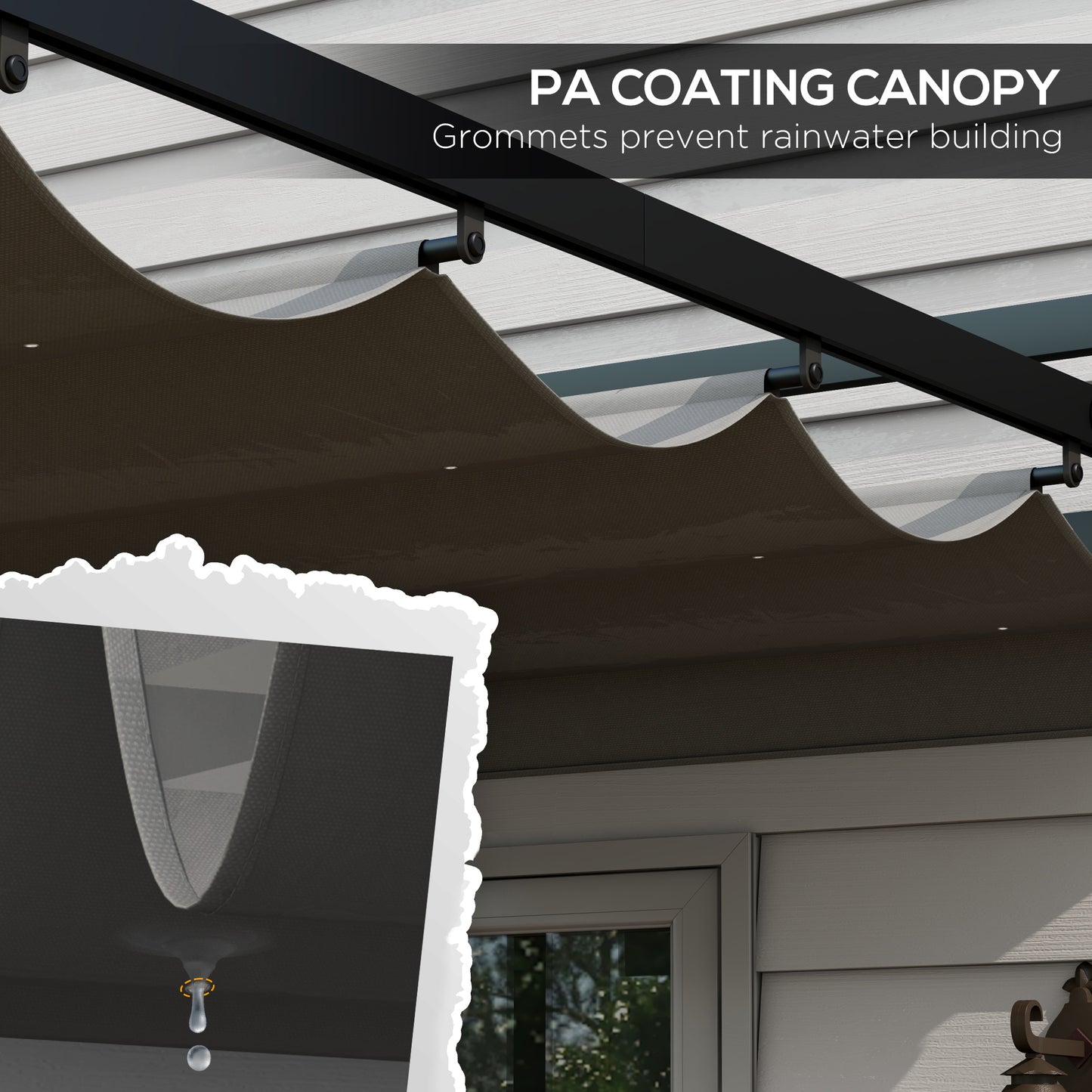 Outsunny 3 x 4m Retractable Pergola, Garden Gazebo Shelter with Aluminium Frame, for Grill, Patio, Deck, Dark Grey