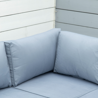 Outsunny Four-Piece Rattan Sofa Set with 11 Cushions, Steal Frame - Grey
