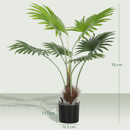 HOMCOM 94cm Artificial Palm Tree, Decorative Artificial Plant with Lifelike PEVA Leaves and Coconut Coir, Fake Tree with Plastic Pot and Flocking for Home Office Decor, Green--ChewyGames-ChewyGames