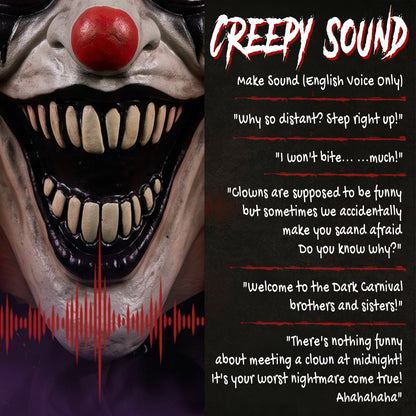 HOMCOM Animated Halloween Face Changing Clown, Animatronic Joker with Cackling Sound, Glowing Eyes, Sound/Touch Activated