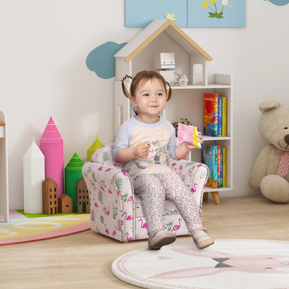 AIYAPLAY Kids Armchair with Flamingo Design, Wooden Frame, for Bedroom, Playroom, Kids Room - Pink--ChewyGames-ChewyGames