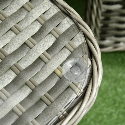 Outsunny Four-Piece Rattan Set, with Glass-Top Table - Grey--ChewyGames-ChewyGames