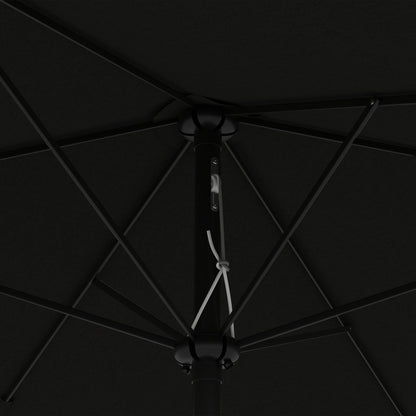 Outsunny 3 x 2 m Garden Parasol Umbrella with Aluminium Pole, UPF 50+ Rectangular Outdoor Table Parasol Sun Shade with Crank & Push Button Tilt, Metal Ribs, Black