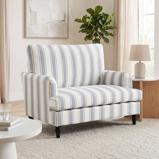 HOMCOM Velvet Single Sofa Armchair, Modern Accent Chair with Stripes, Turned Legs and Wide Seat, Grey