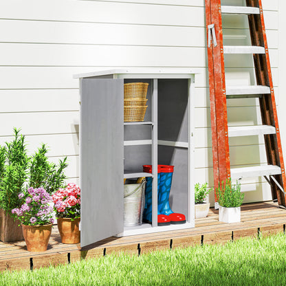 Outsunny Wooden Small Shed, Garden Storage Shed with Shelves and Bolt Latch, 75L x 56W x115H cm, Grey