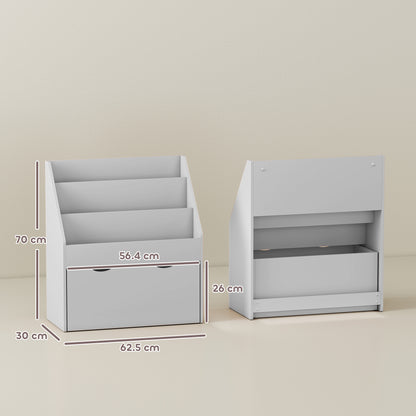 AIYAPLAY Bookcase for Kids with Shelves, Drawer, Bookcase for Bedroom, Playroom, Grey