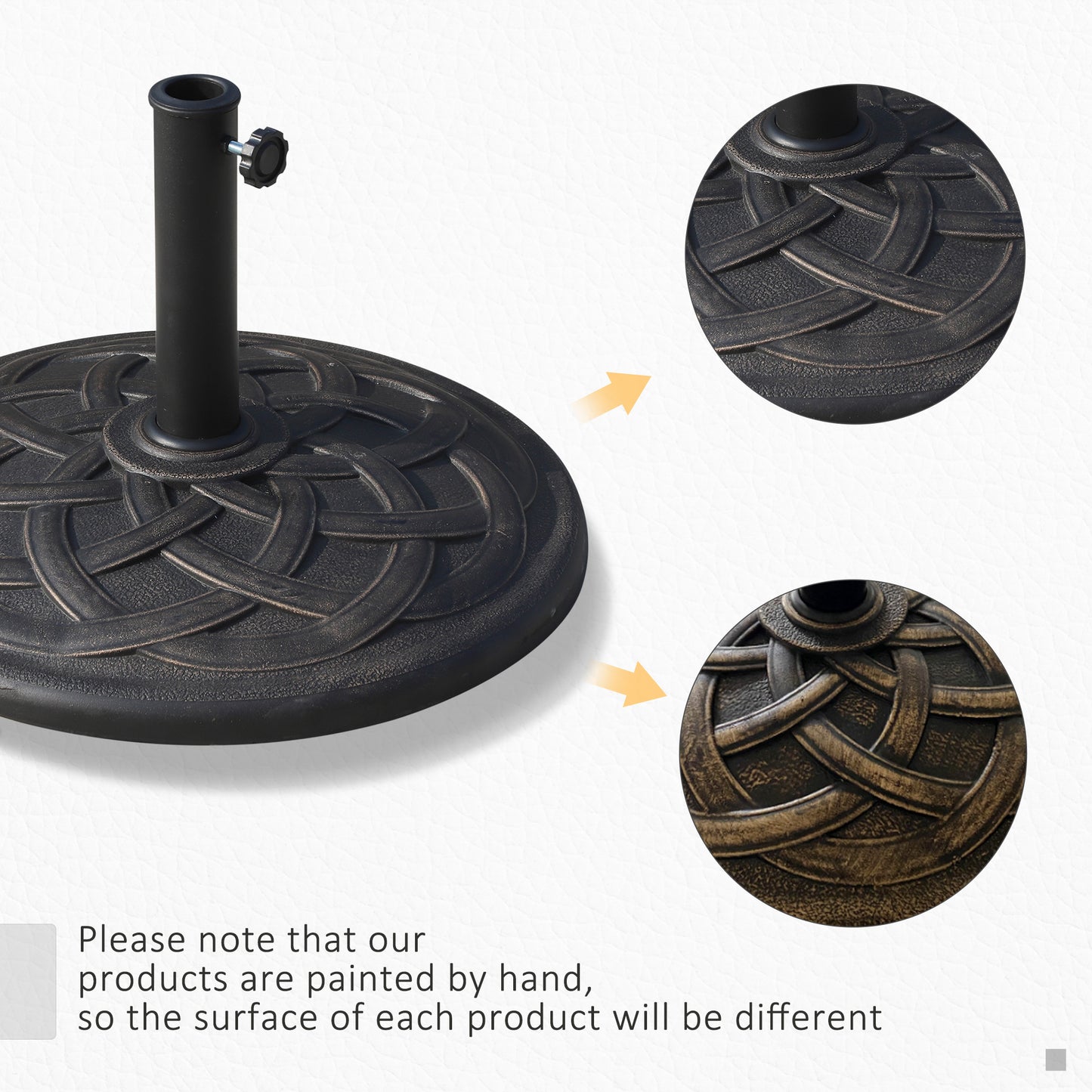 Outsunny 19KG Resin Umbrella Base Garden Parasol Base Stand Round Sun Shade Holder Suitable For Pole Between Φ38mm to Φ48mm-Outdoor Umbrella Bases-ChewyGames-ChewyGames