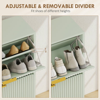 HOMCOM Elegant Four-Drawer Shoe Cabinet - Light Green