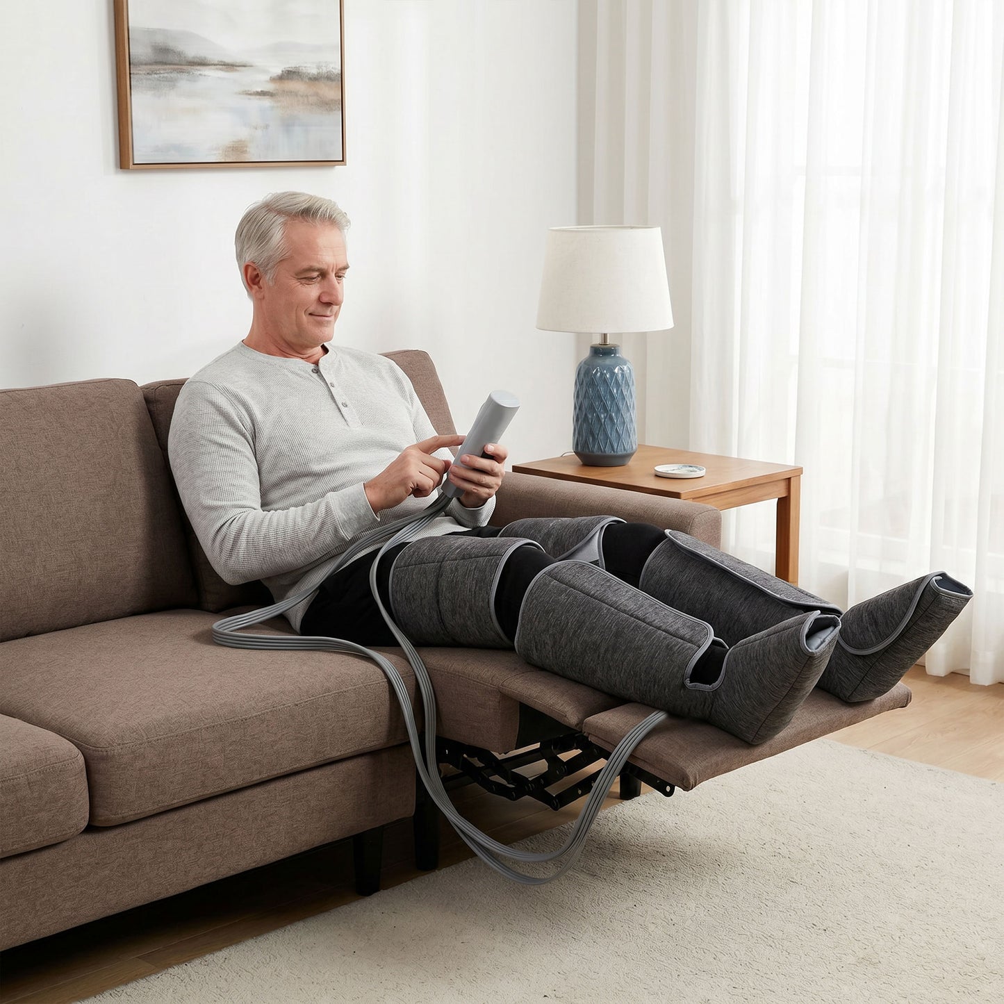 HOMCOM Leg Massager with Heat, Compression, 3 Auto Modes & 3 Intensities,  Foot and Calf Massage Machine