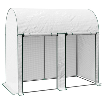 Outsunny 200 x 100cm Walk-In Greenhouse, with Zipped Doors - White