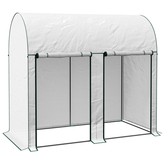 Outsunny 200 x 100cm Walk-In Greenhouse, with Zipped Doors - White