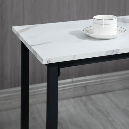HOMCOM Three-Piece Marble-Effect Bar Table Set - White/Black
