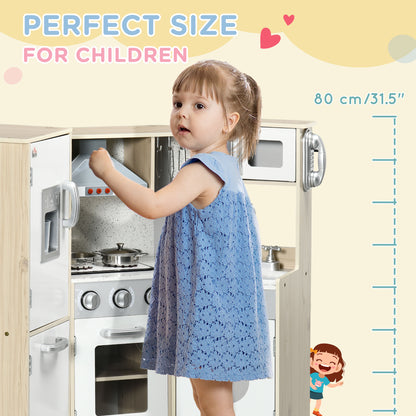 HOMCOM Kids Kitchen Playset, with Accessories, Storage Space--ChewyGames-ChewyGames