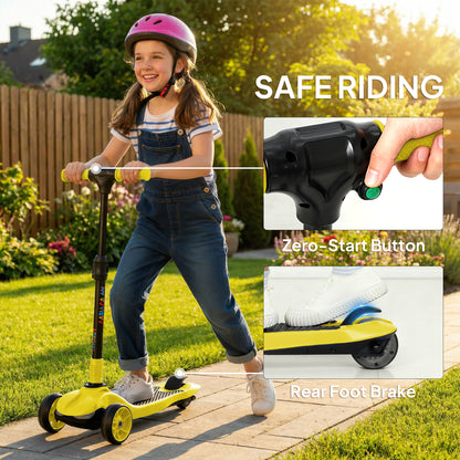 AIYAPLAY Three-Wheel Foldable Electric Scooter for Kids Aged 6-10 Years, Yellow