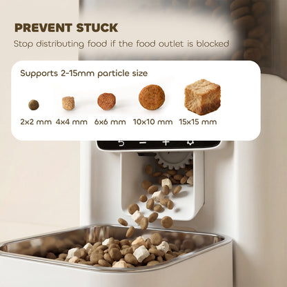 PawHut Programmable Automatic Cat Feeder with Timer Up to 6 Meals Per Day, 10s Voice Recorder, Portion Control