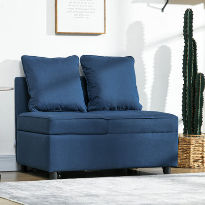 HOMCOM 3-In-1 Single Sofa Bed with Thick Padded Seat & 5-position Adjustable Back for Living Room, Bedroom, Blue