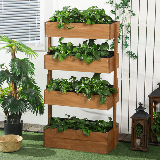 Outsunny Four-Tier Basket Wooden Plant Stand - Orange--ChewyGames-ChewyGames