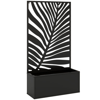 Outsunny Metal Garden Bed for Garden with Trellis, Wall Mounted or Freestanding Raised Planter with Privacy Screen