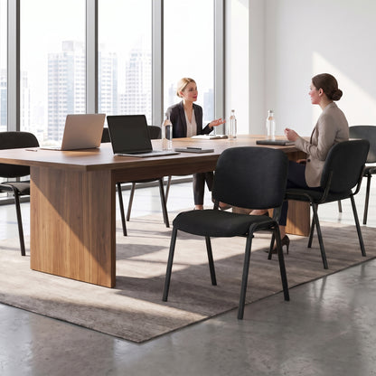 HOMCOM Meeting Chair, Stackable Ergonomic Office Chair with Padded Seat, Curved Backrest for Conference Room, Black