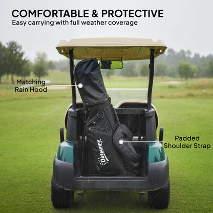 Outsunny Golf Stand Bag 6 Way Full-Length Dividers, Waterproof Golf Bag with 5 Pockets, Grey