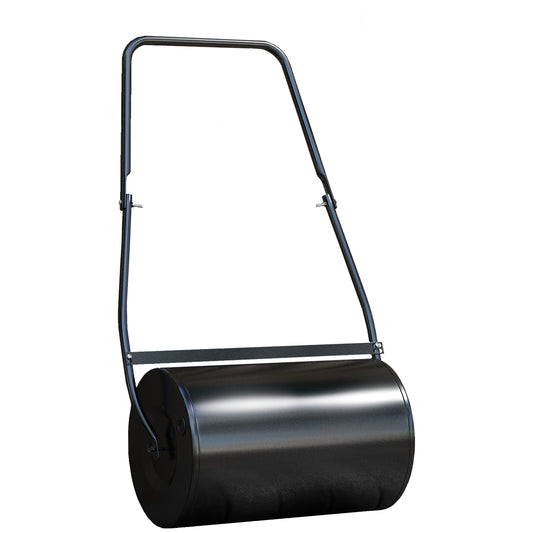 DURHAND 38L Garden Lawn Roller, Water Sand Filled Outdoor Grass Roller, Heavy Duty Metal Lawn Push Rolling Tool Aerator for Grass Seeding, Soil Levelling, Black