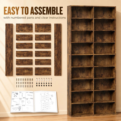 HOMCOM 640 CD Storage Tower - Rustic Brown