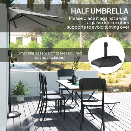 Outsunny Half Round Parasol Umbrella - Light Grey--ChewyGames-ChewyGames