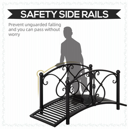 Outsunny 102L x 48W x 49H Classic Metal Garden Bridge with Safety Railings Arc Footbridge Decorative Pond Bridge for Backyard Creek Stream, Black--ChewyGames-ChewyGames