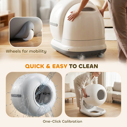 PawHut 72L Self Cleaning Cat Litter Tray Automatic Cat Litter Box APP Control for Multiple Cats