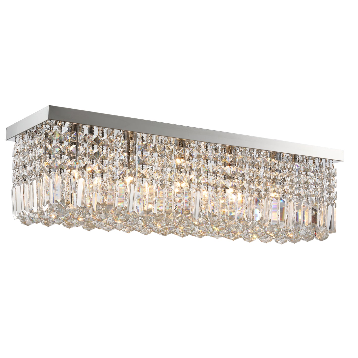 HOMCOM Modern Crystal Ceiling Light Square Crystal Chandelier for Living Room, Dining Room, Hall, 5 x E14 Lamp Holders, Silver, 80 x 25 x 23cm