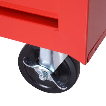 DURHAND 7-Drawer Tool Box on Wheels Tool Cabinet 150 Load with Lockable Swivel Castors, Red