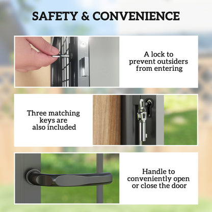 Outsunny Galvanised Steel Garden Gate, Outdoor Fence Gate Security Barrier with Lock, Keys and Handle, Outdoor Entrance Way Door with Classic Finials, 105 x 204 cm, Black--ChewyGames-ChewyGames