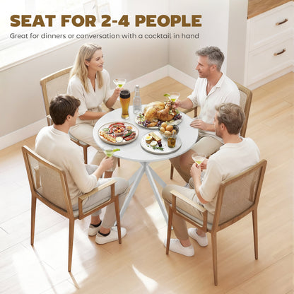 HOMCOM 80cm Industrial Round Dining Table - White