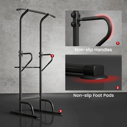 HOMCOM Power Tower Dip Station Pull Up Bar Multi-Function Push Up Equipment with Adjustable Height for Home Gym Strength Training Workout Fitness