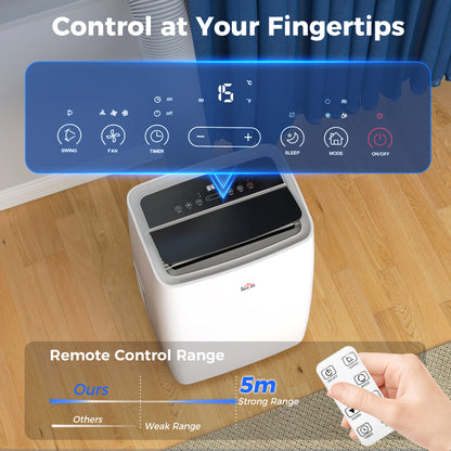 HOMCOM Portable Air Conditioner 14000 BTU, 4-in-1 Air Conditioning Unit, Dehumidifier, Cooling, Fan, Sleep Mode with 2 Speeds, Remote, LED Display, 24H Timer, Window Kit, Child Lock, 40m², Cream