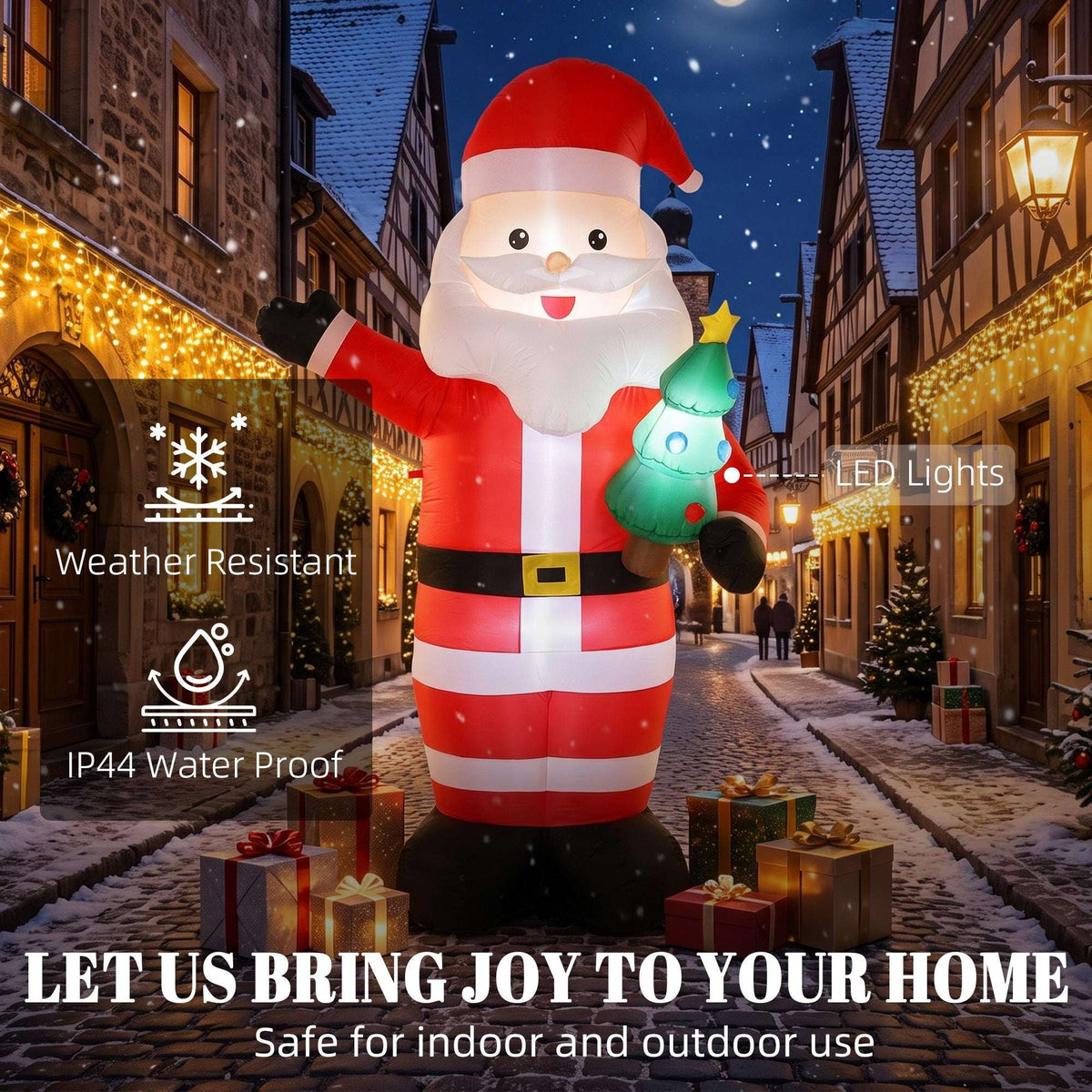 Outsunny Inflatable Christmas Decoration, 8FT Christmas Inflatable Santa with Bright LED Light, Red