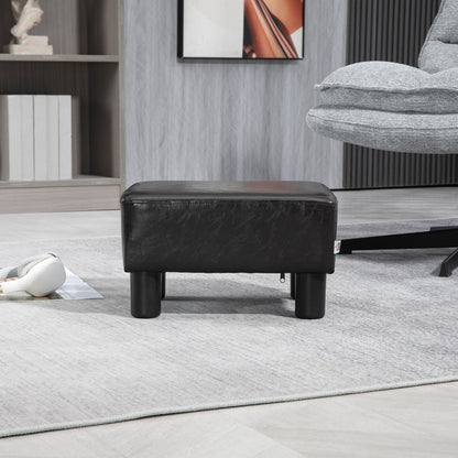 HOMCOM PU Leather Footstool Ottoman Cube with 4 Plastic Legs, Brown--ChewyGames-ChewyGames