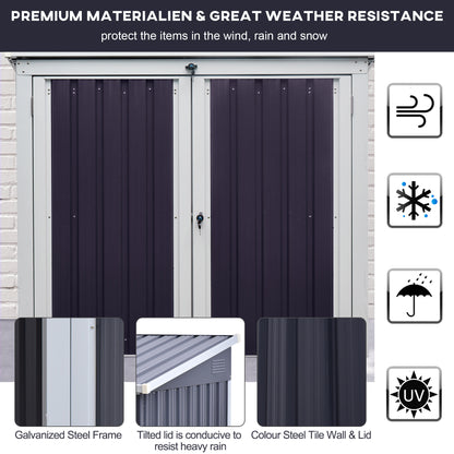Outsunny 3.2 x 5.1ft Corrugated Steel Two-Bin Storage Shelter - Black