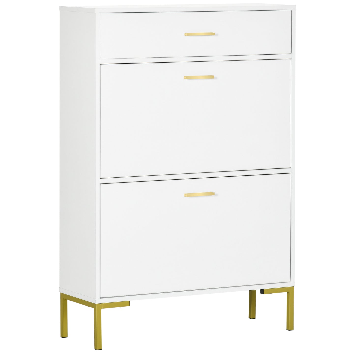 HOMCOM Three Drawer Slim Shoe Storage Cabinet, 12 Shoe Pairs - White--ChewyGames-ChewyGames