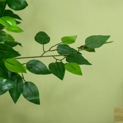 HOMCOM Artificial Ficus Tree, with Weighted Plant Pot - Green-Artificial Trees-ChewyGames-ChewyGames