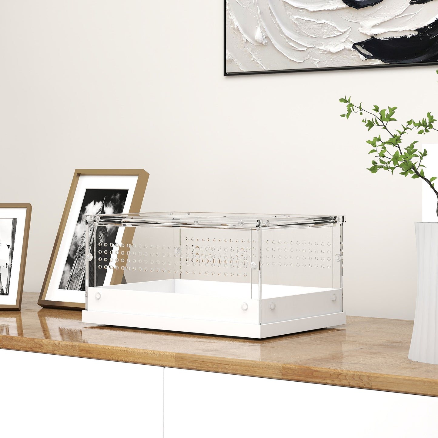 PawHut Acrylic Reptile Terrarium with Top Sliding Door, Vents,  for Snake, Frog, Spider, Gecko, Tarantula, 30 x 20 x 15 cm