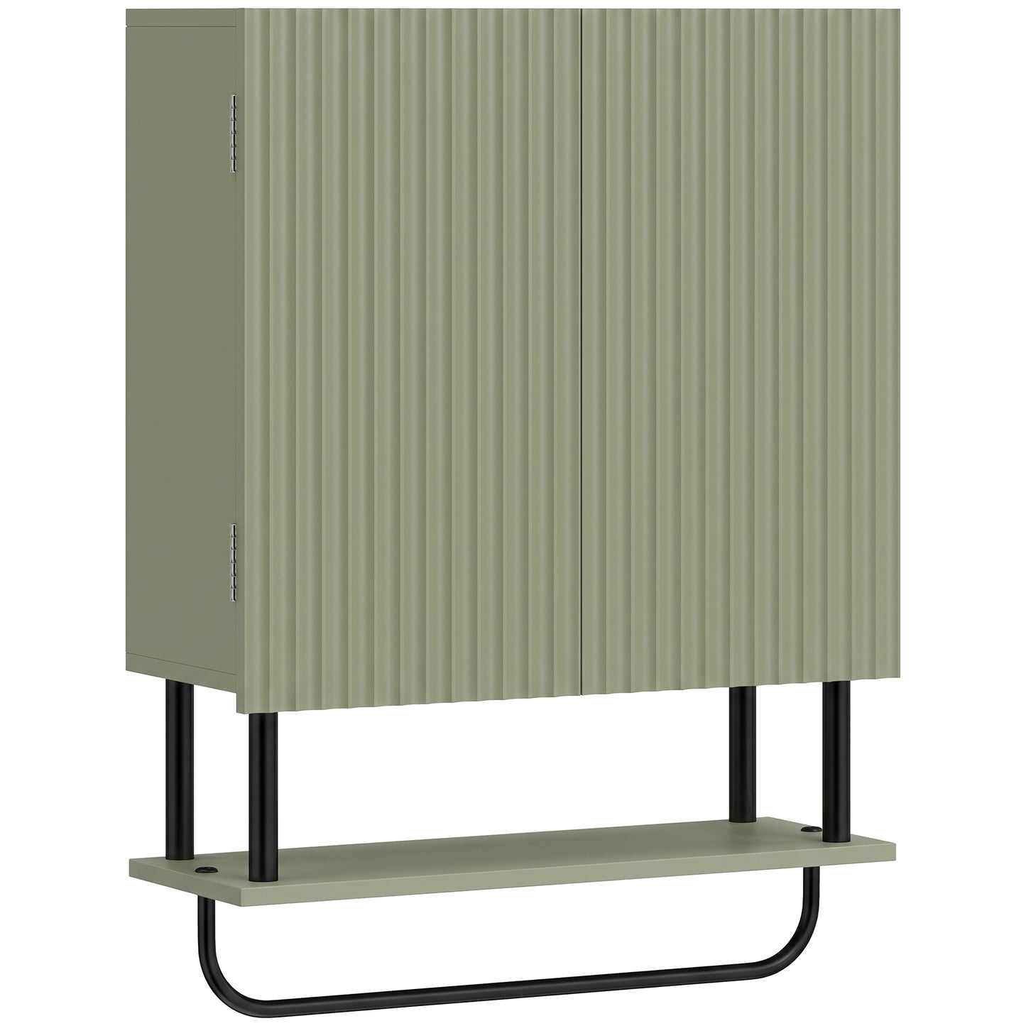 HOMCOM Bathroom Wall Cabinet Modern Space Saver Wall Mounted Cabinet Doors Storage Green